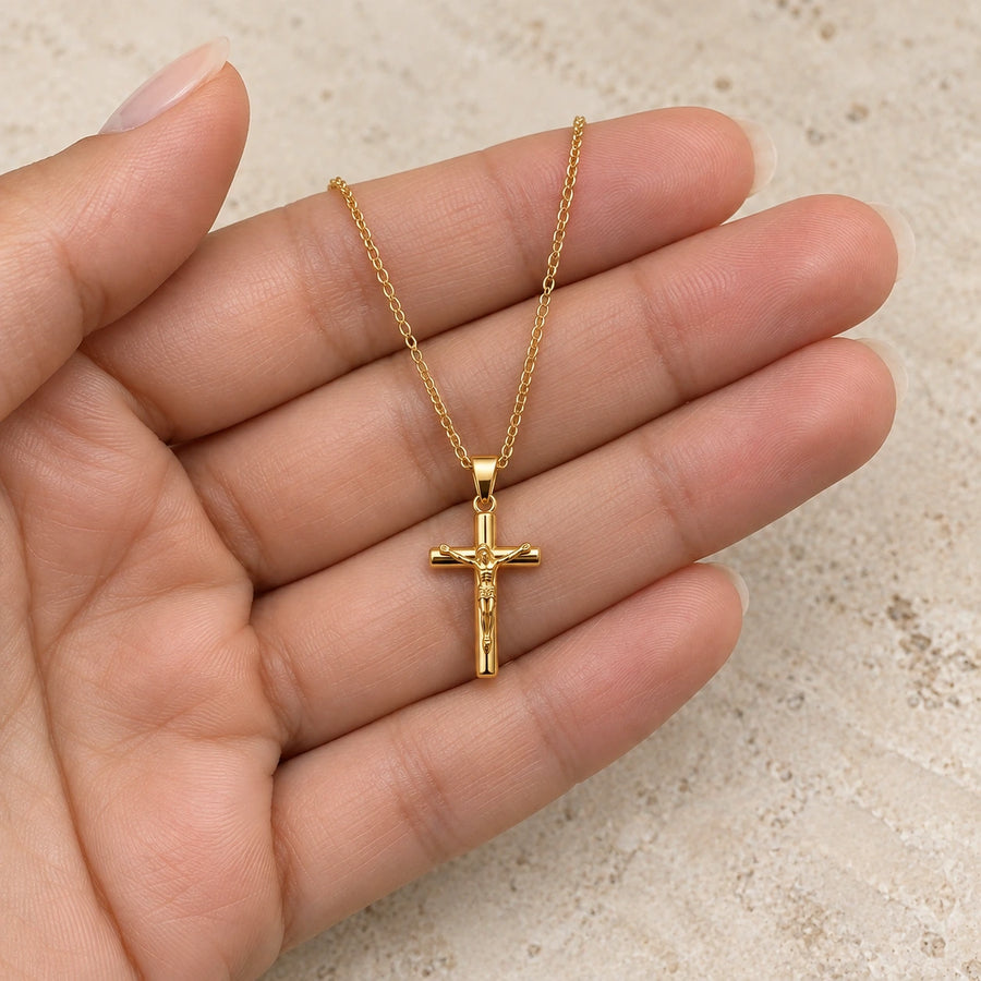Crucifix Necklace shown for scale