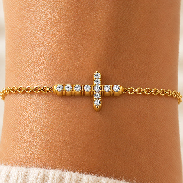 Crystal Cross Bracelet worn