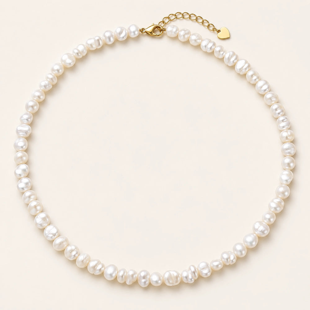 Faux Pearl Strand Necklace, worn and styled