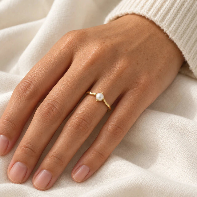 Grace Faux Pearl Ring worn
