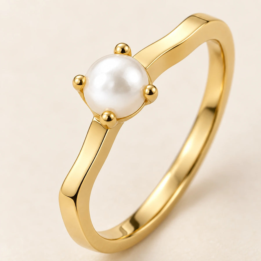 Close detail of Grace Faux Pearl Ring