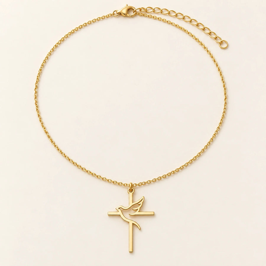 Holy Spirit Dove Necklace shown for scale