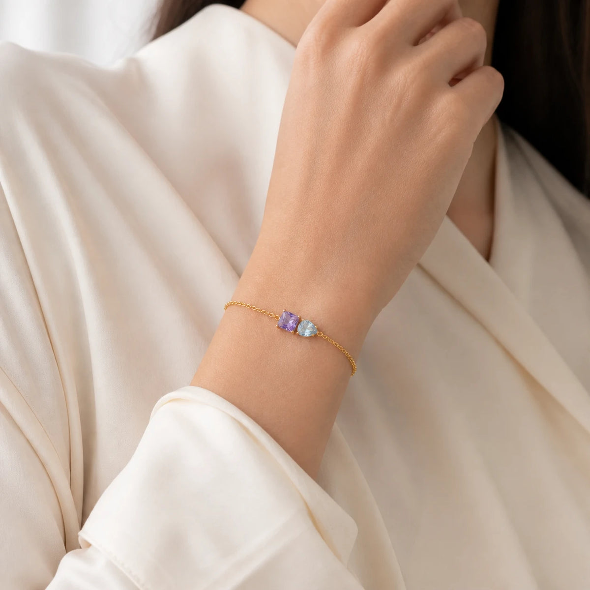 Amada | Two Birthstone Bracelet | high definition campaign model | cycle 17 quality