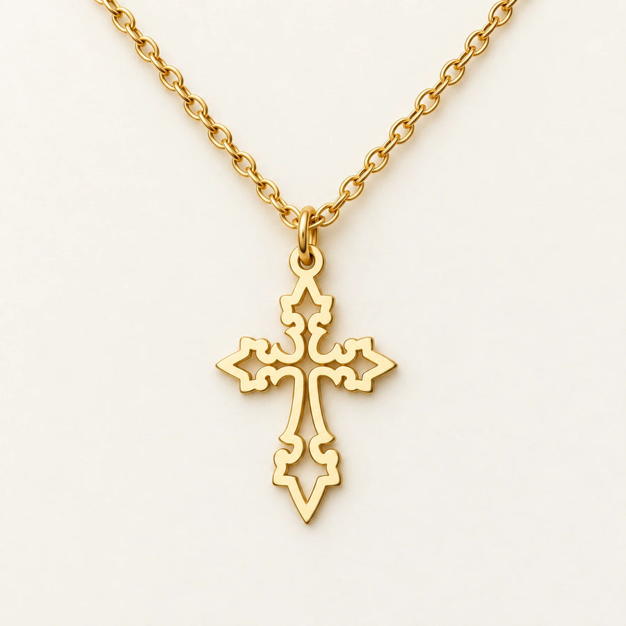 Close detail of Vintage Cross Necklace