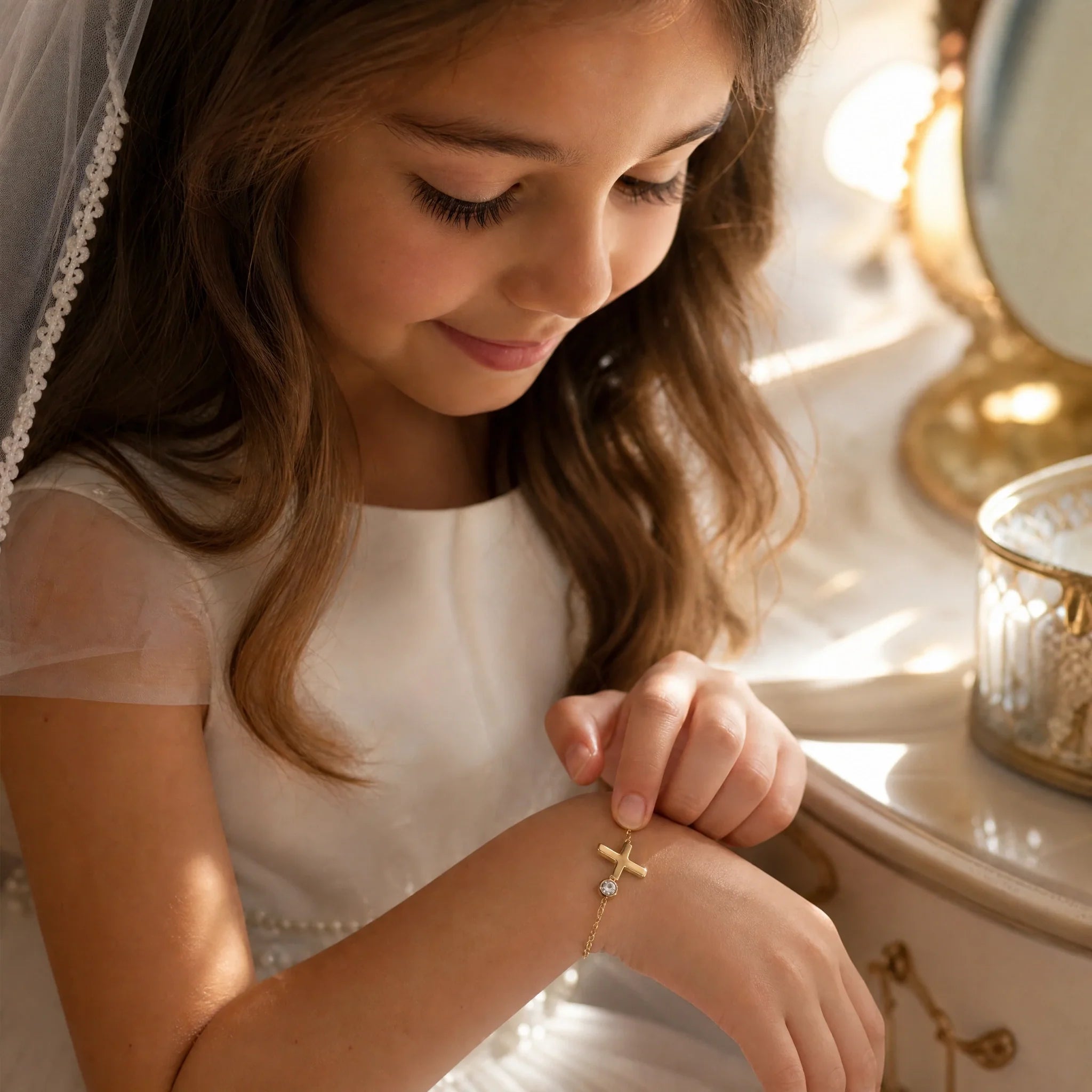 Communion Bracelet, a sealed 18K gold bracelet, a keepsake gift for First Communion