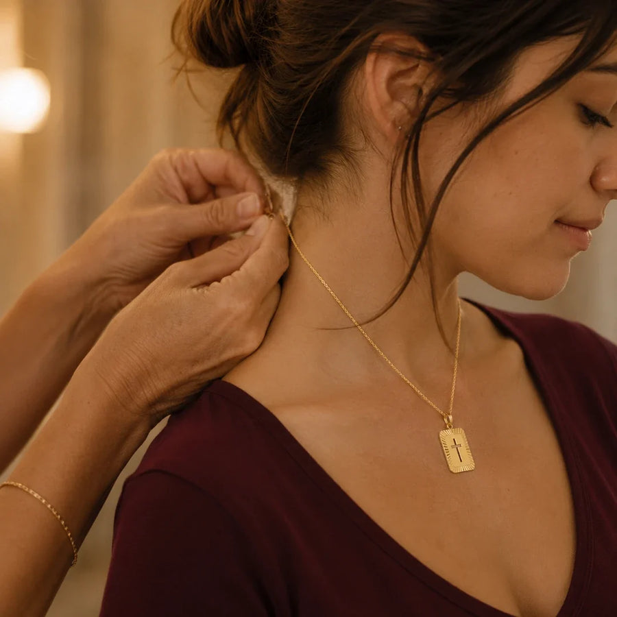 Mother & Daughter, two matching sealed 18K gold necklaces, a keepsake gift for mother and daughter