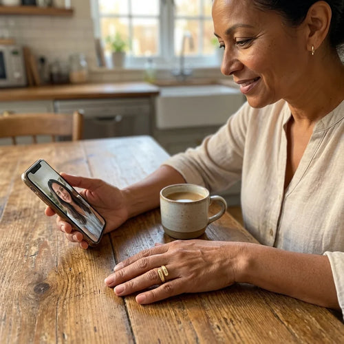 Trust God Ring being given as a gift, photographed by a customer