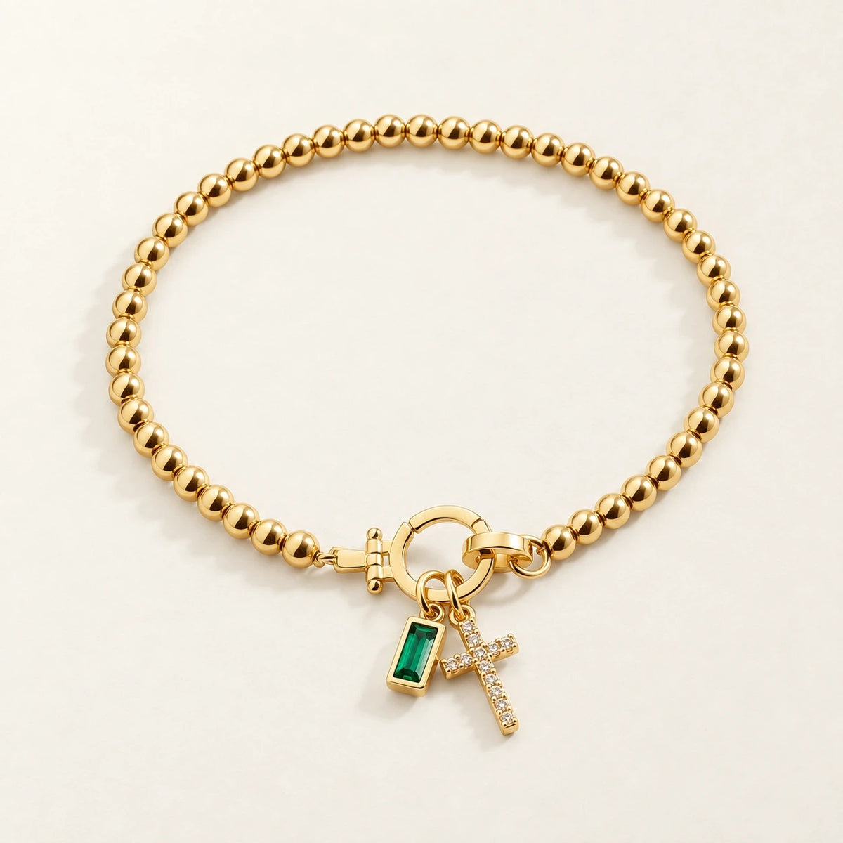 Birth Month Crystal Cross Charm Bracelet, shown on its own