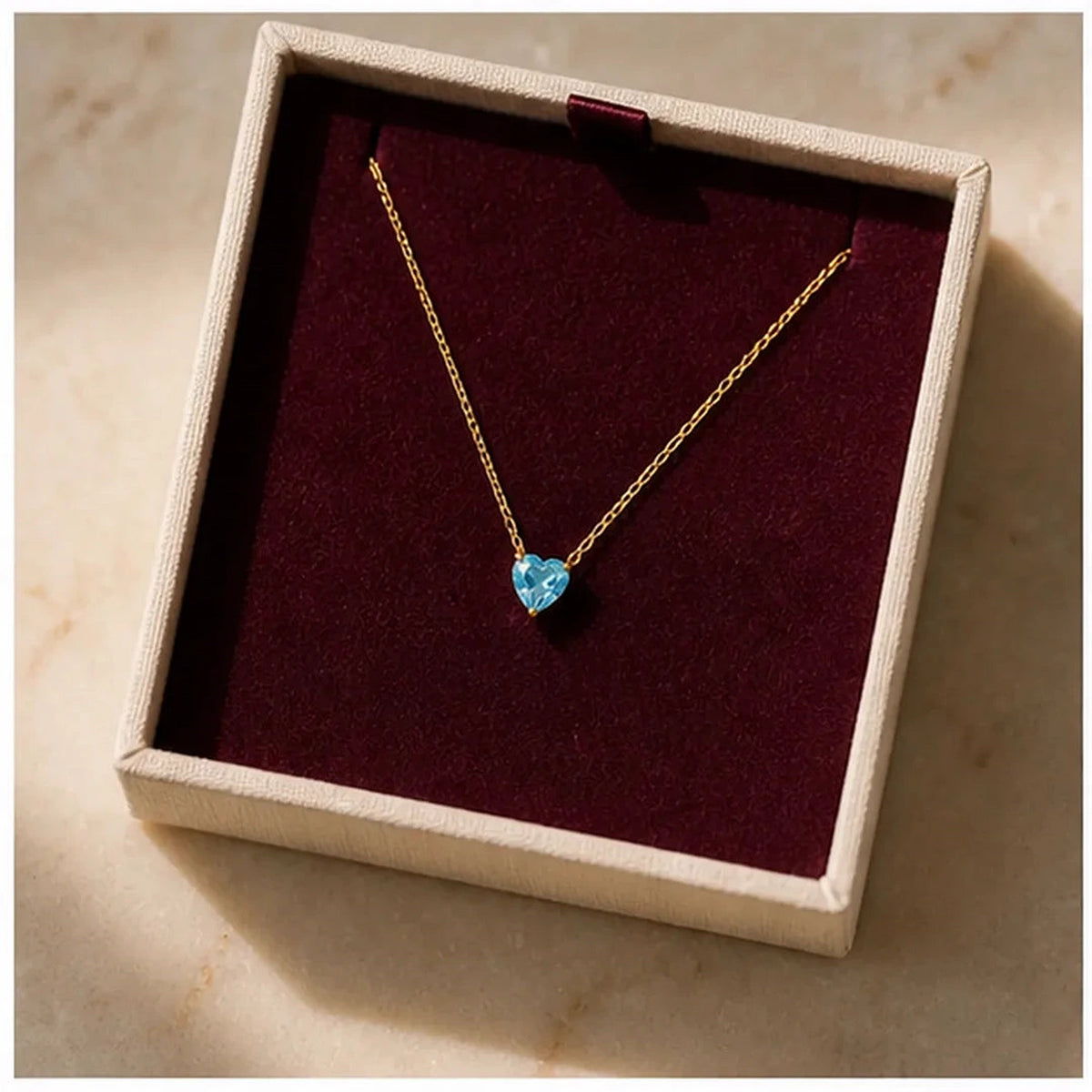 Amada | Birthstone Heart Necklace | gift box presentation | cycle 3