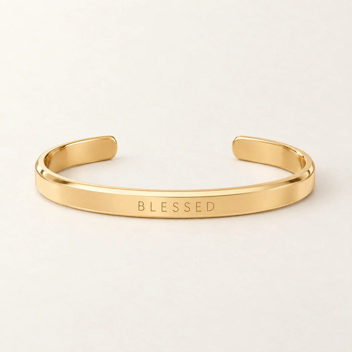 Blessed Word Bracelet, gold-plated stainless steel, shown on its own