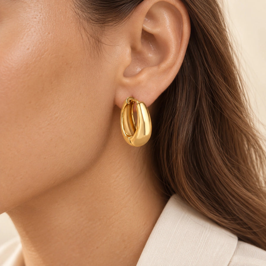 Close detail of Chunky Hoop Earrings