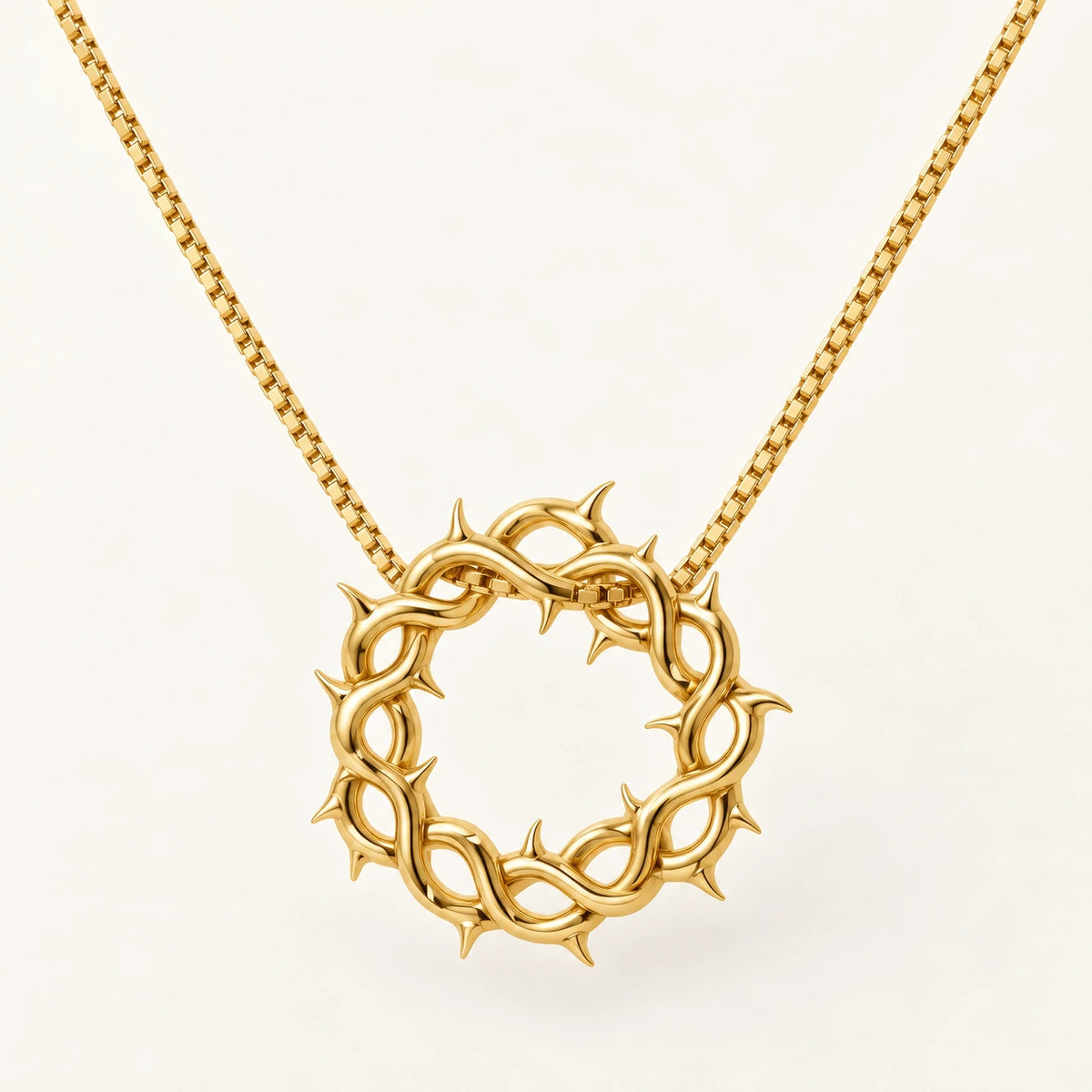 Crown of Thorns Necklace, gold-plated stainless steel, shown on its own