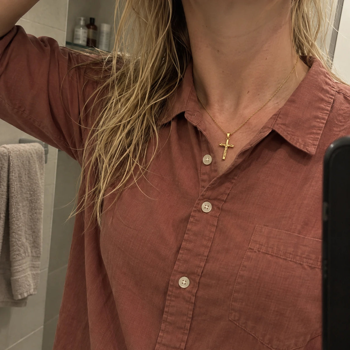 Crucifix Necklace worn in everyday life