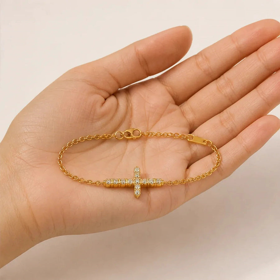 Crystal Cross Bracelet shown for scale