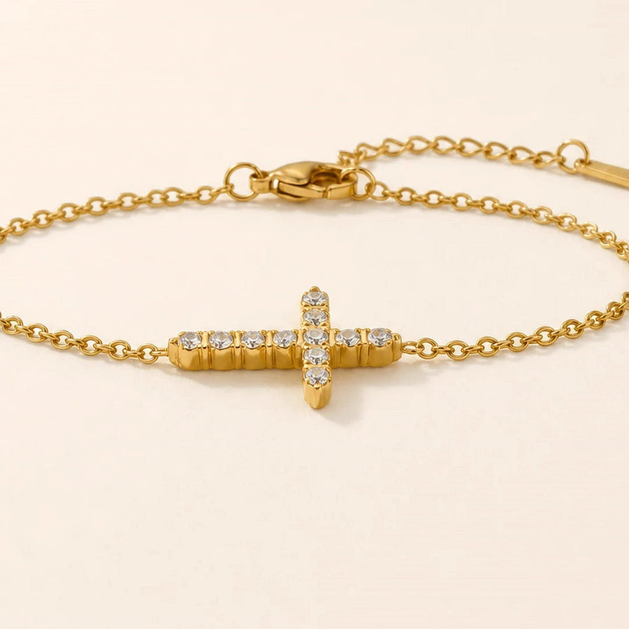 Close detail of Crystal Cross Bracelet