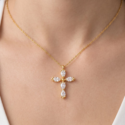 Dainty Crystal Cross Necklace