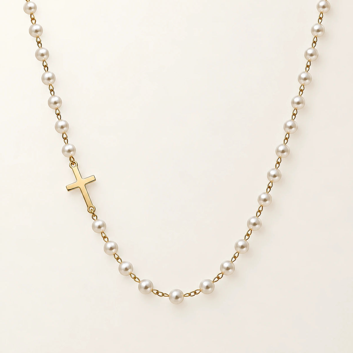 Dainty Faux Pearl Necklace, shown on its own