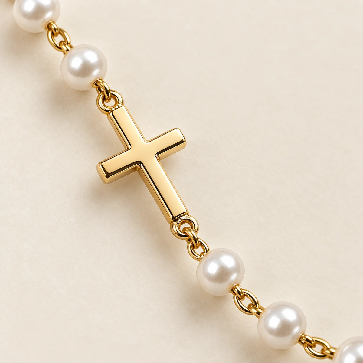 Close detail of Dainty Faux Pearl Necklace