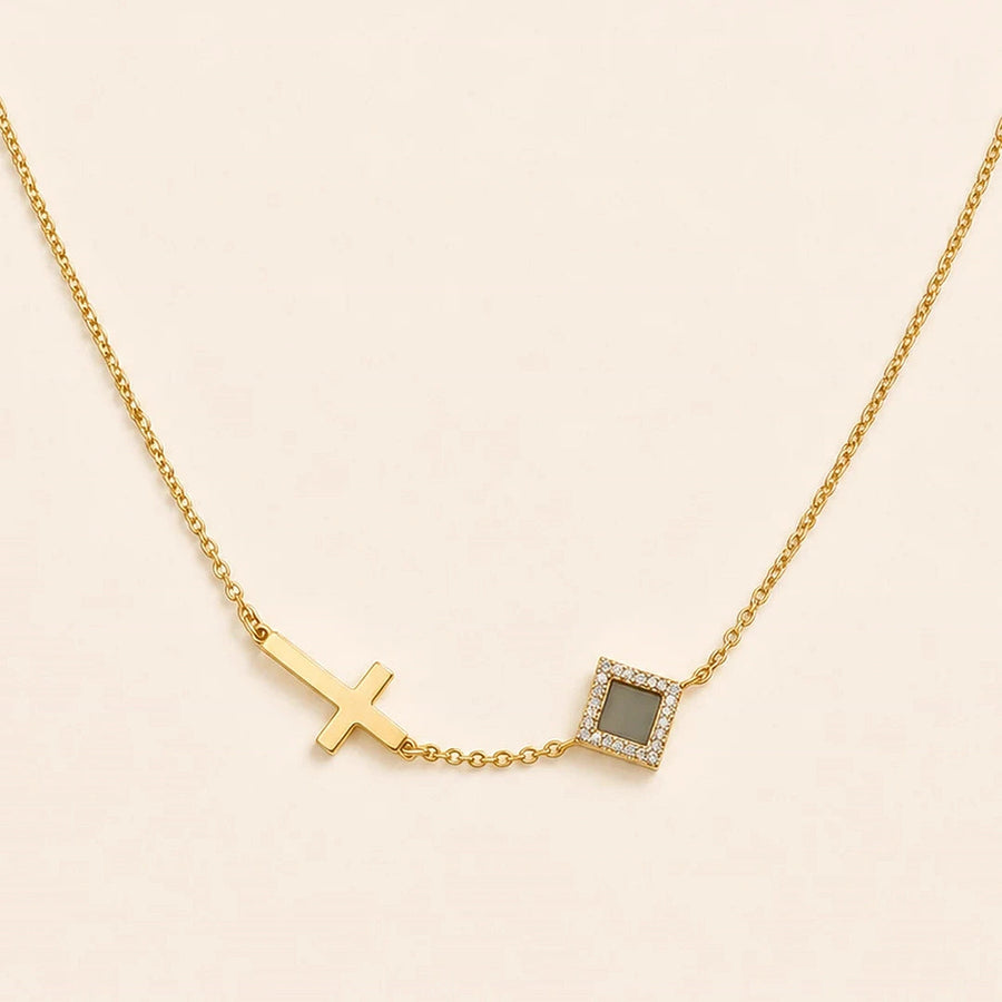 Close detail of Faith Cross Necklace