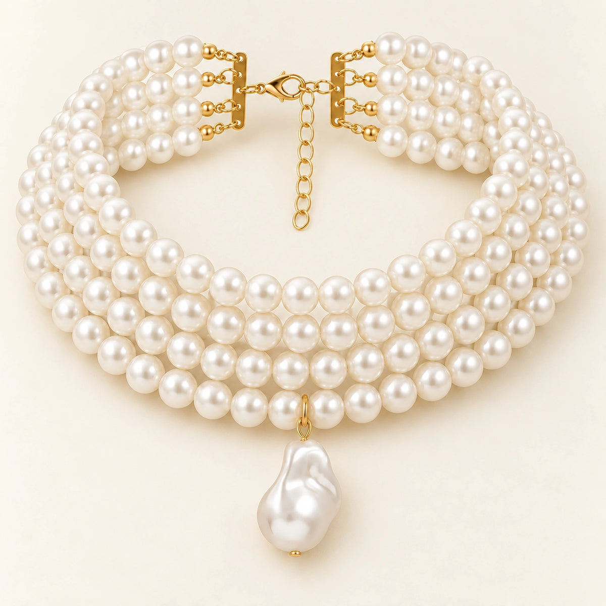 Layered Faux Pearl Choker worn and styled