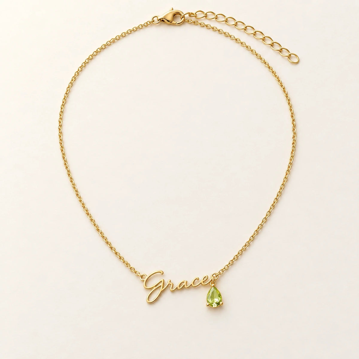 Name Necklace with Birth Month Crystal, shown on its own