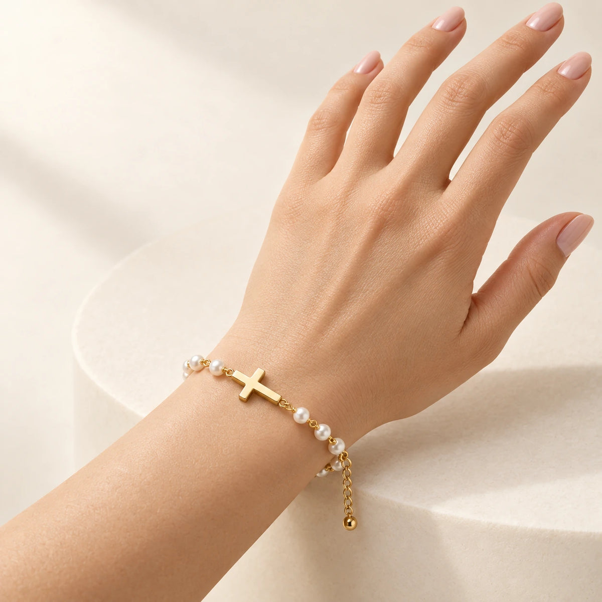 Grace Pearl Bracelet worn, seen from another angle
