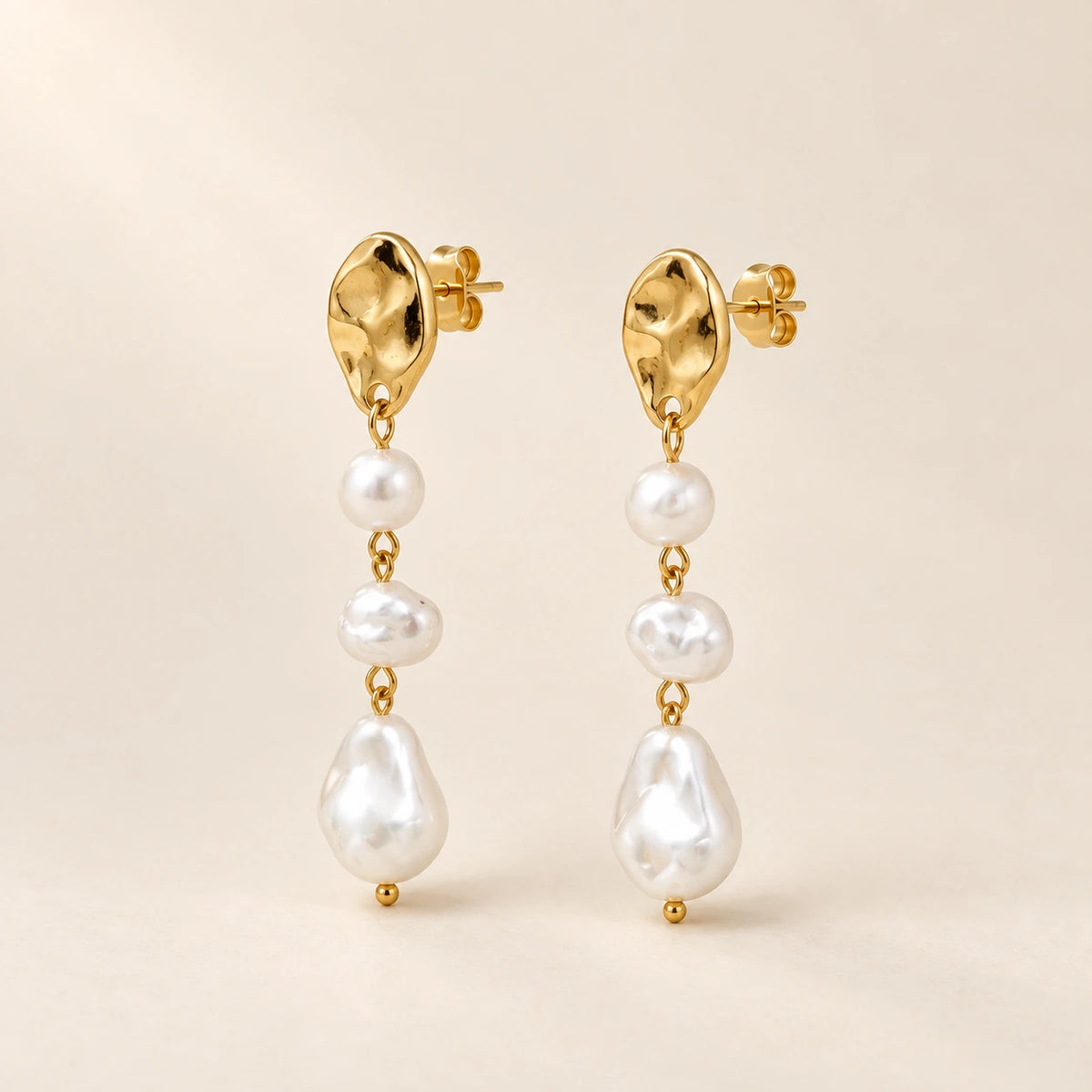 Grace Faux Pearl Drop Earrings, shown on its own