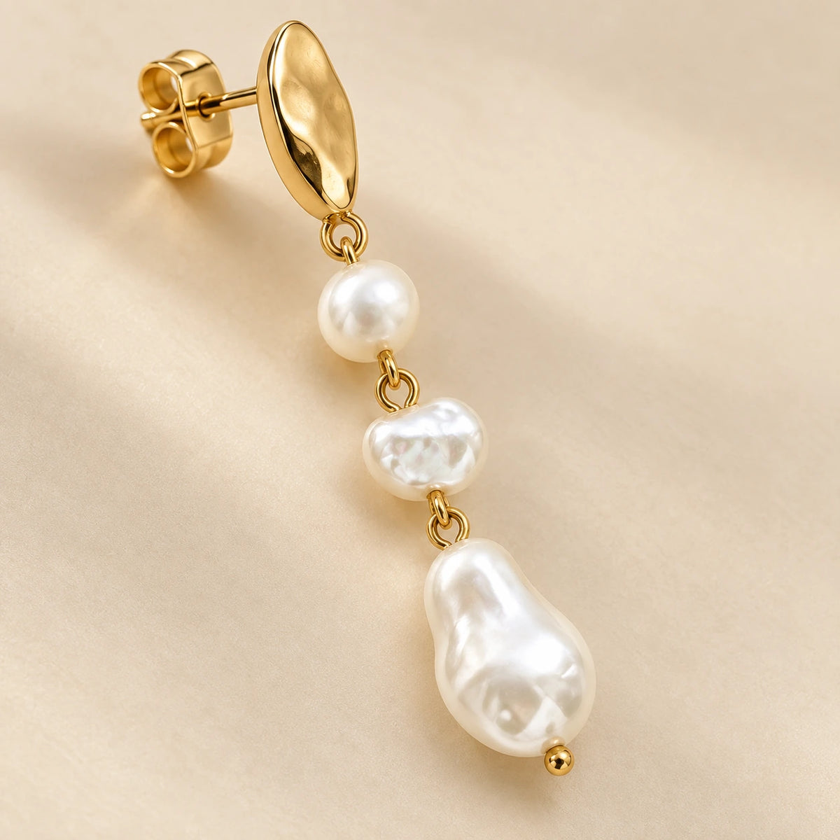 Close detail of Grace Faux Pearl Drop Earrings