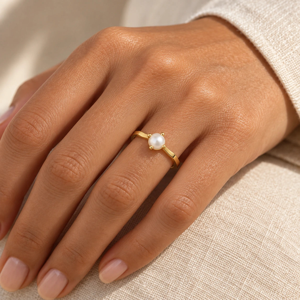 Grace Faux Pearl Ring worn and styled