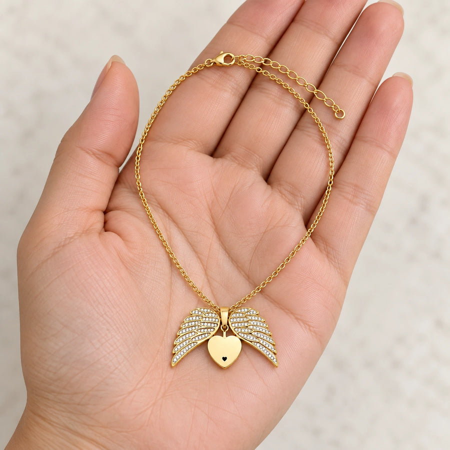 Guardian Angel Necklace shown for scale