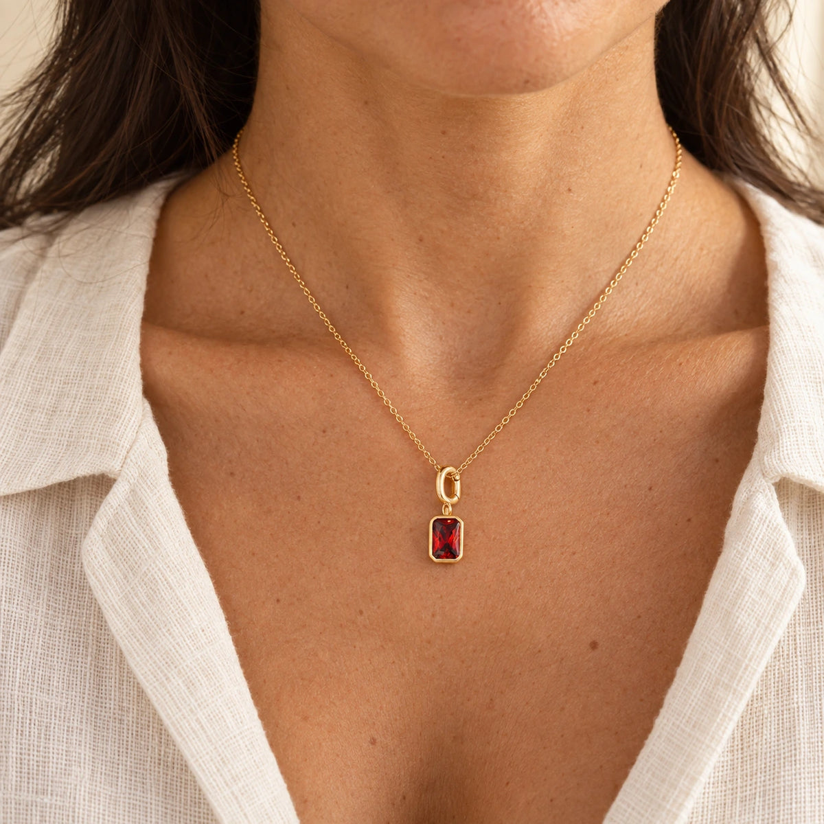 Her Birth Month Charm worn, gold-plated stainless steel