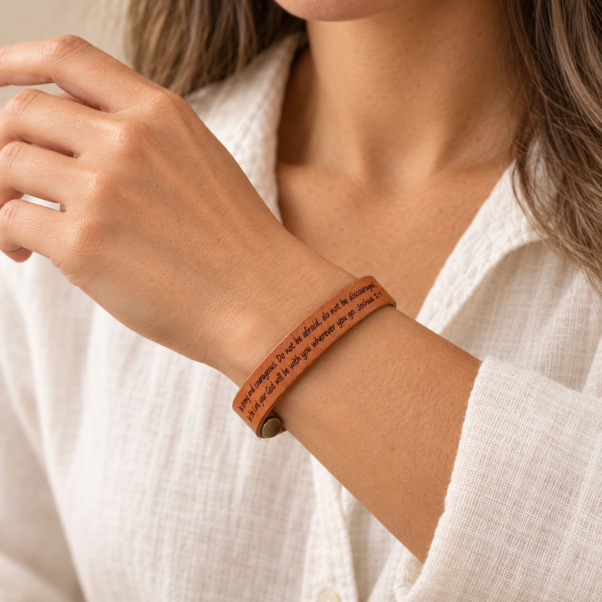 His Word Bracelet worn, seen from another angle
