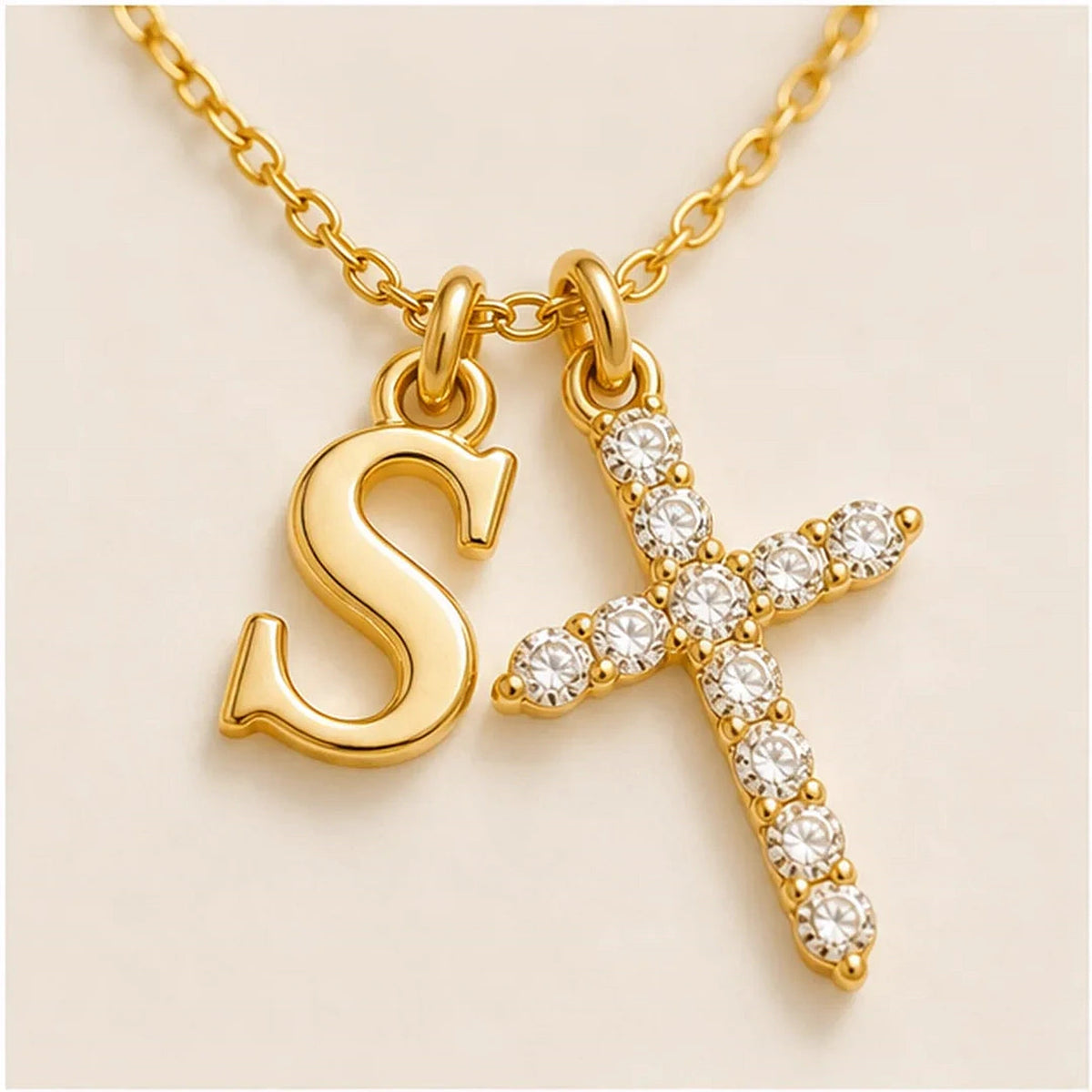 Amada | Initial Crystal Cross Necklace | product detail | cycle 3