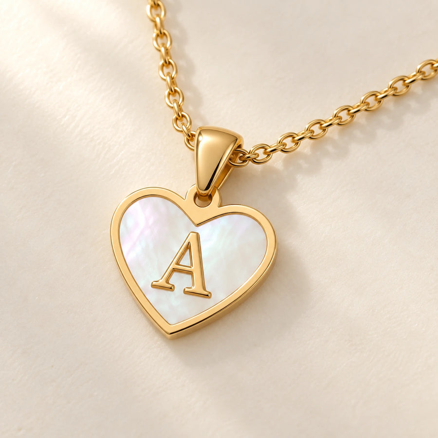 Close detail of Initial Heart Necklace
