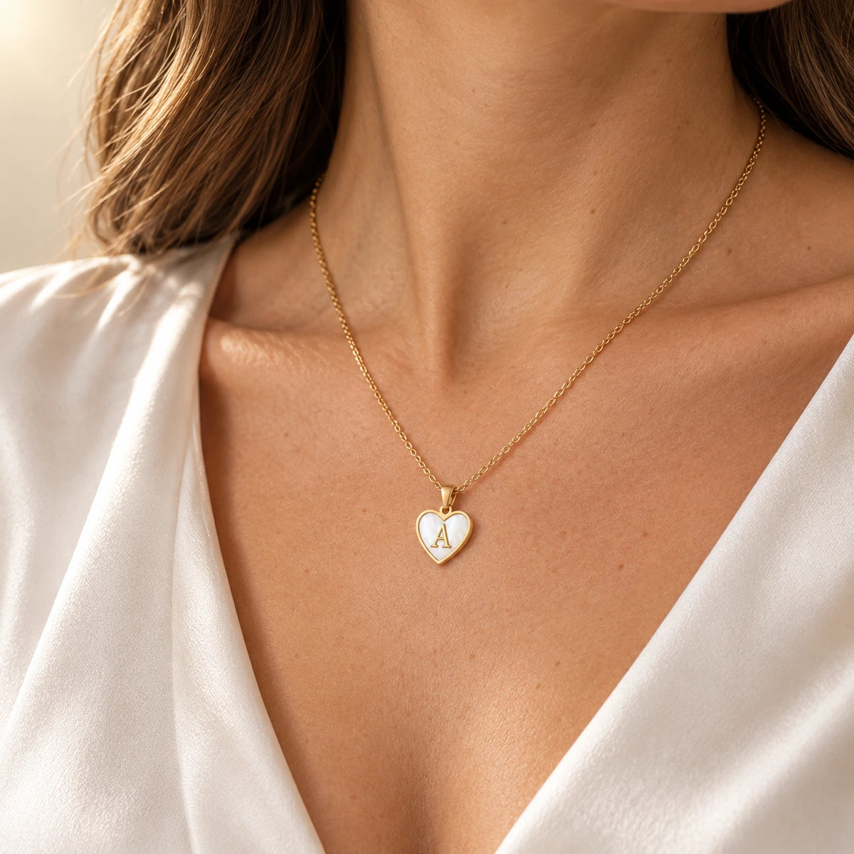 Initial Heart Necklace worn and styled