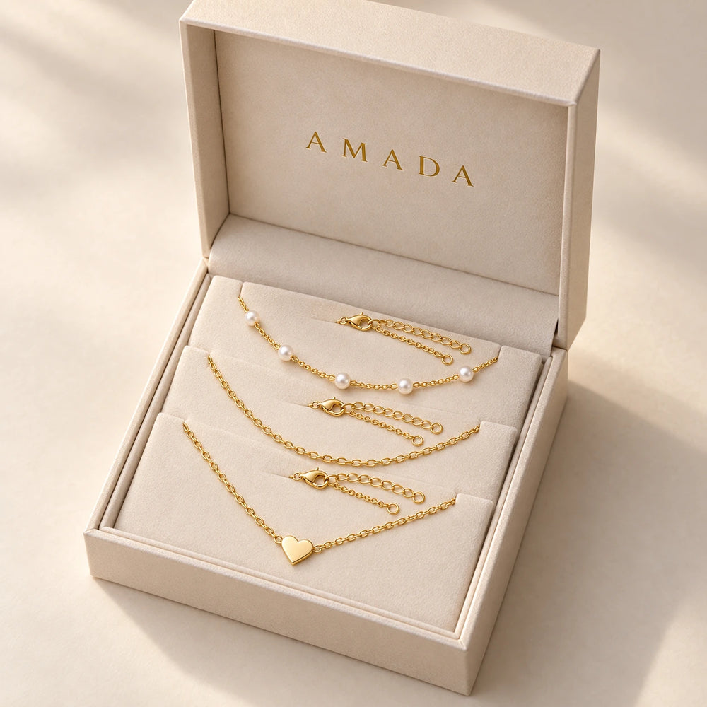 Layered Faux Pearl Necklace Set, worn and styled