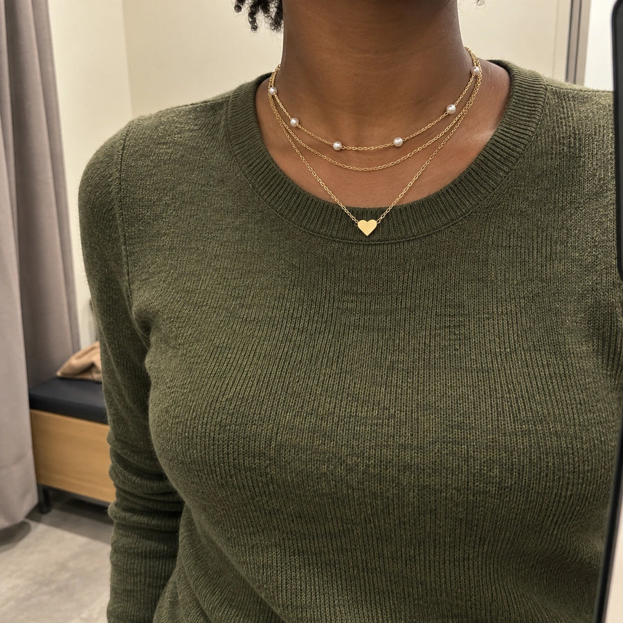 Layered Faux Pearl Necklace Set styled with other pieces