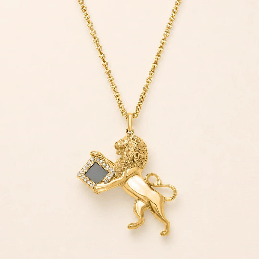 Close detail of Lion of Judah Necklace