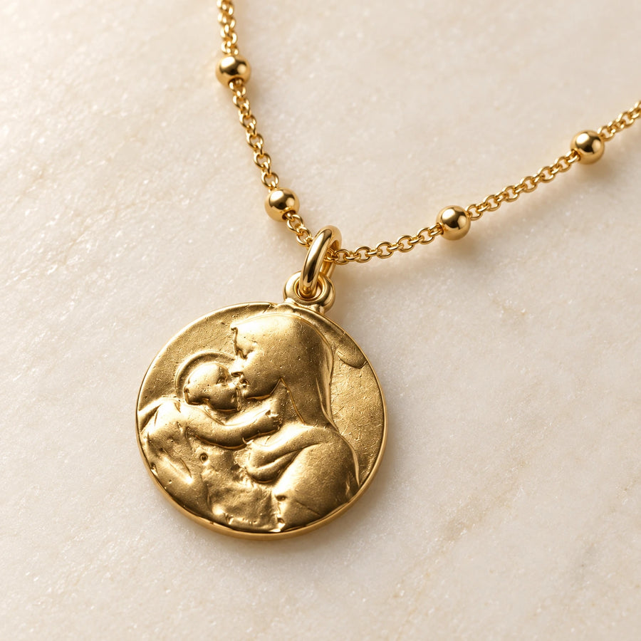 Close detail of Mother Mary Necklace