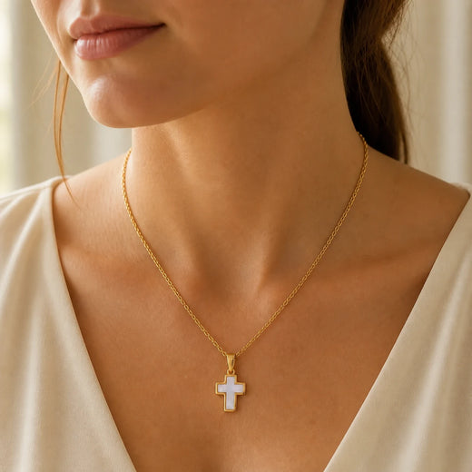 Mother of Pearl Cross Necklace