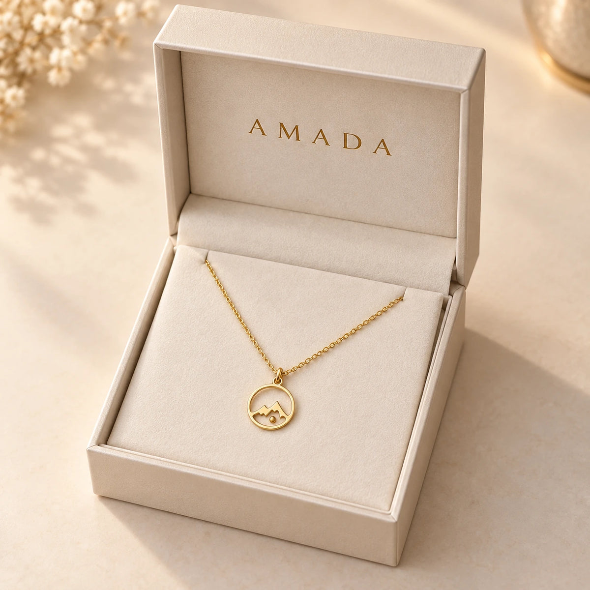 Mustard Seed Necklace presented in an Amada box