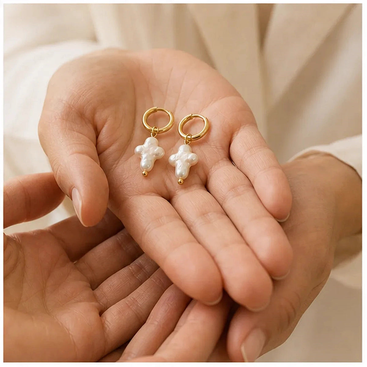 Amada | Pearl Cross Earrings | meaningful gift moment | cycle 3