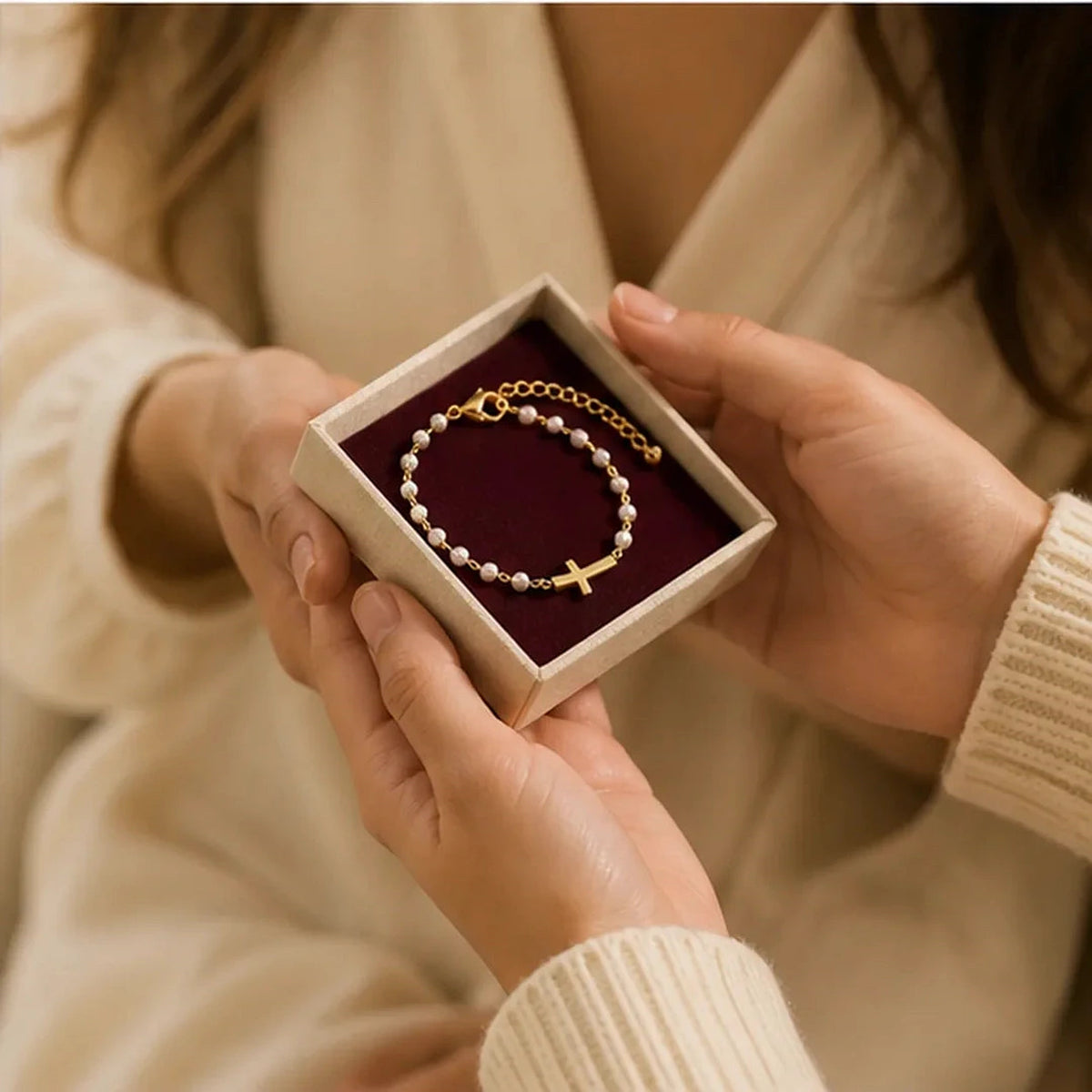 Amada | Pearl Cross of Grace Bracelet | meaningful gift moment | cycle 3