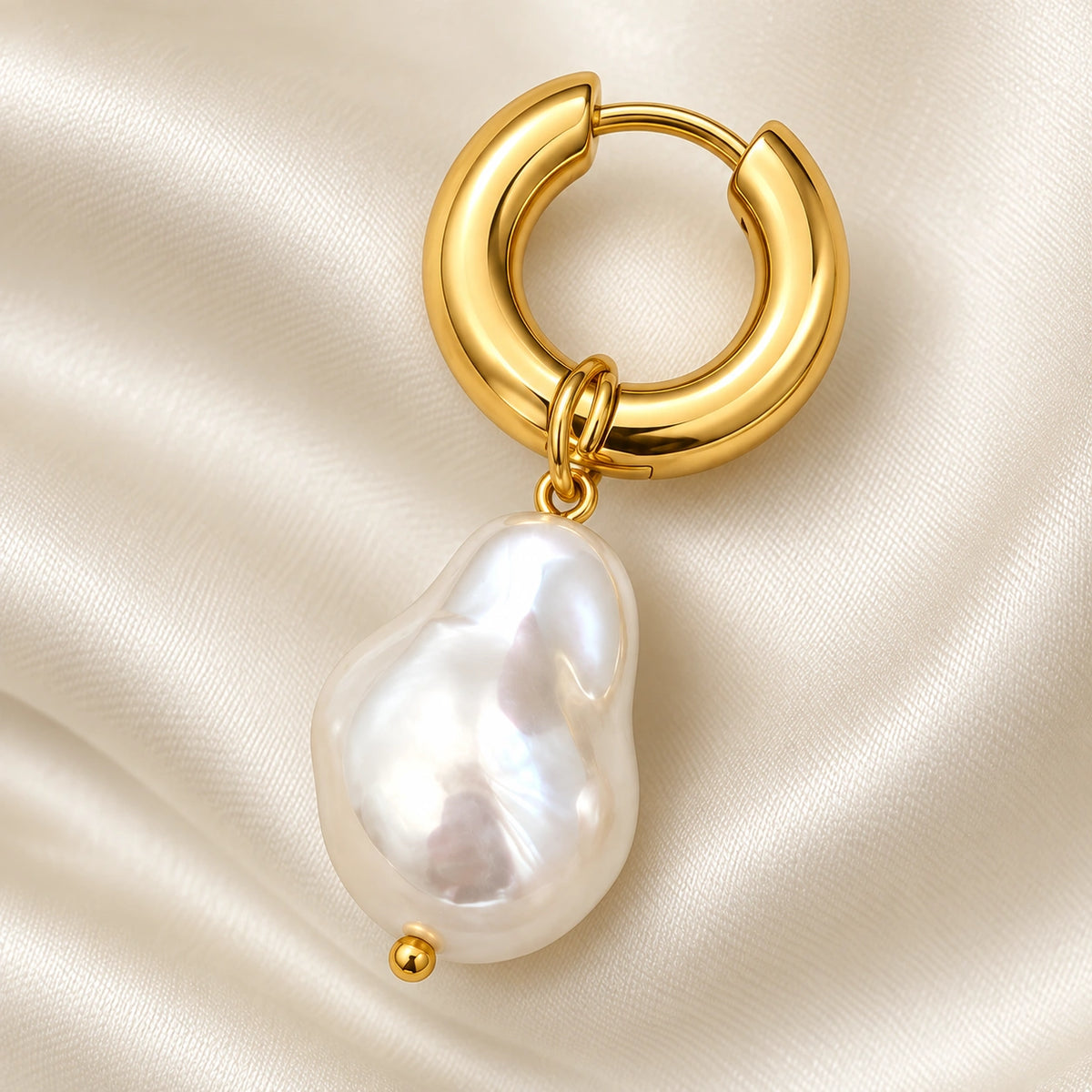 Close-up of the Amada Faux Pearl Drop Earrings showing its detail and finish.