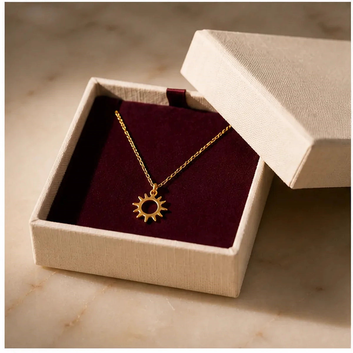 Amada | Radiant Sun Pendant | gift box presentation | cycle 3