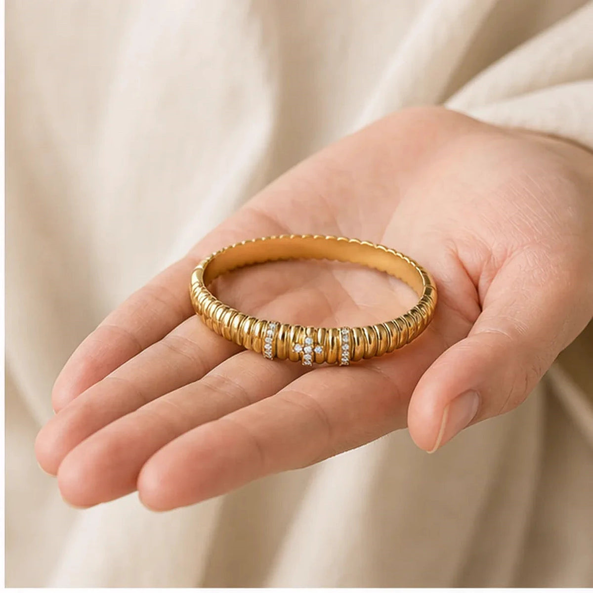 Amada | Royal Cross Bangle | scale in hand | cycle 3