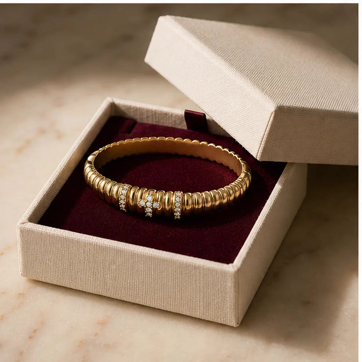 Amada | Royal Cross Bangle | gift box presentation | cycle 3