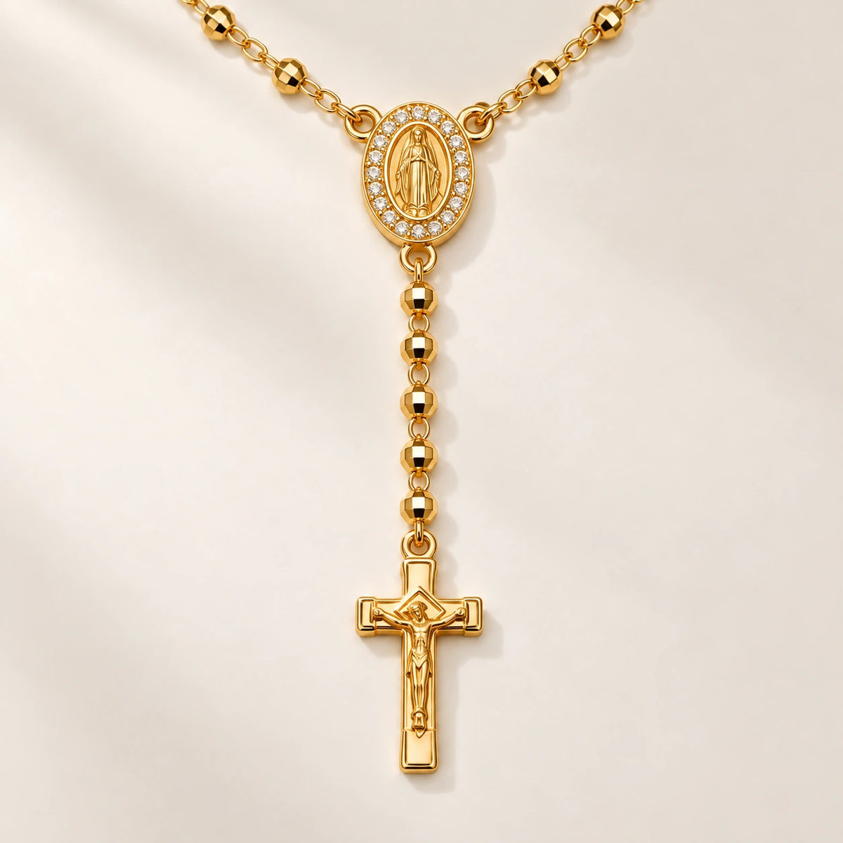 Close detail of Sacred Rosary Necklace