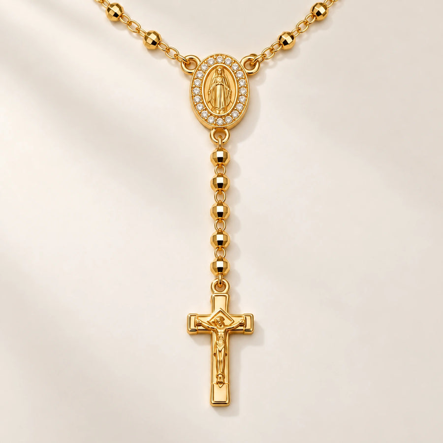 Close detail of Sacred Rosary Necklace