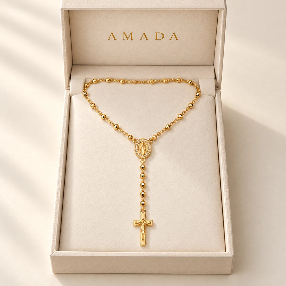 Sacred Rosary Necklace, worn and styled